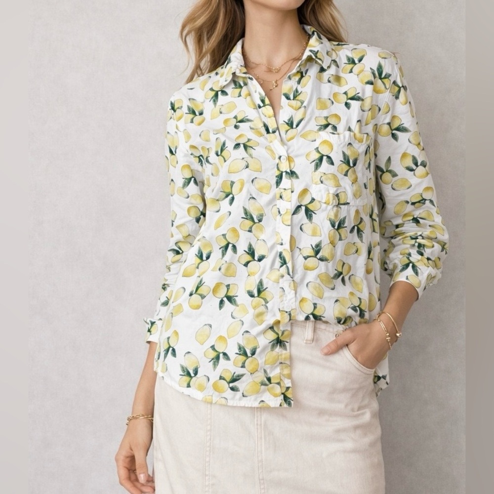 Beachlunchlounge Lemon Button Down Shirt Summer Vacation Beach Resort BBQ - Picture 1 of 11